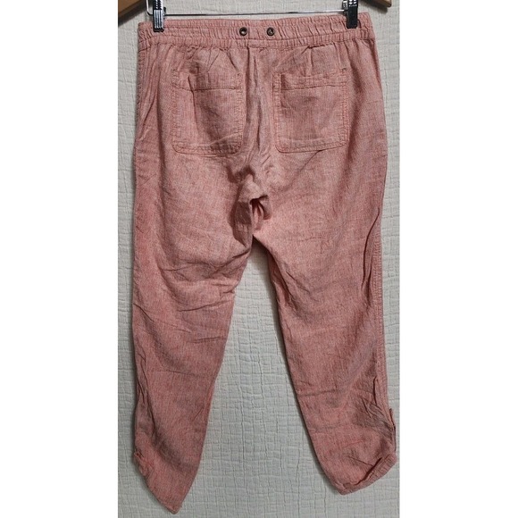 Anthropologie Hei Hei Pants Crop‎ Pockets Pull On Women's Sz XS Pink Coral Linen - Picture 6 of 12